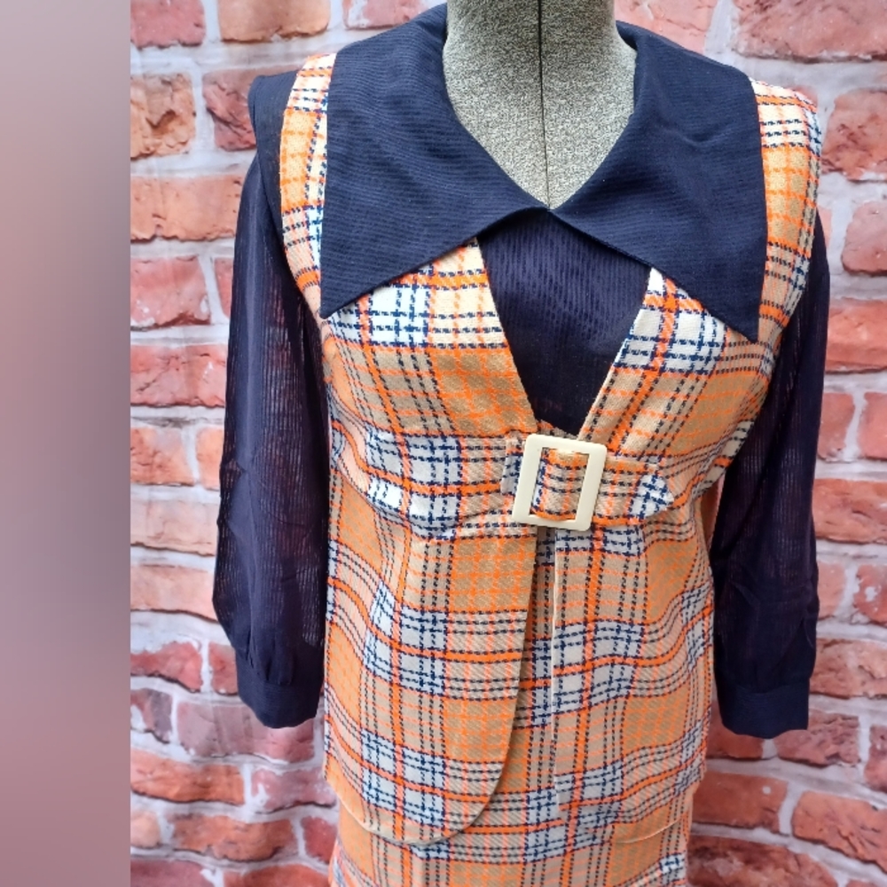Zazie plaid dress with long vest